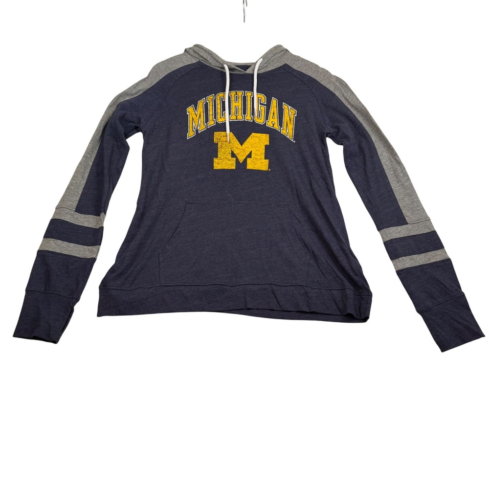 ProEdge Michigan Wolverines Navy Gray Colorblock Hoodie Small 4/6 NEW